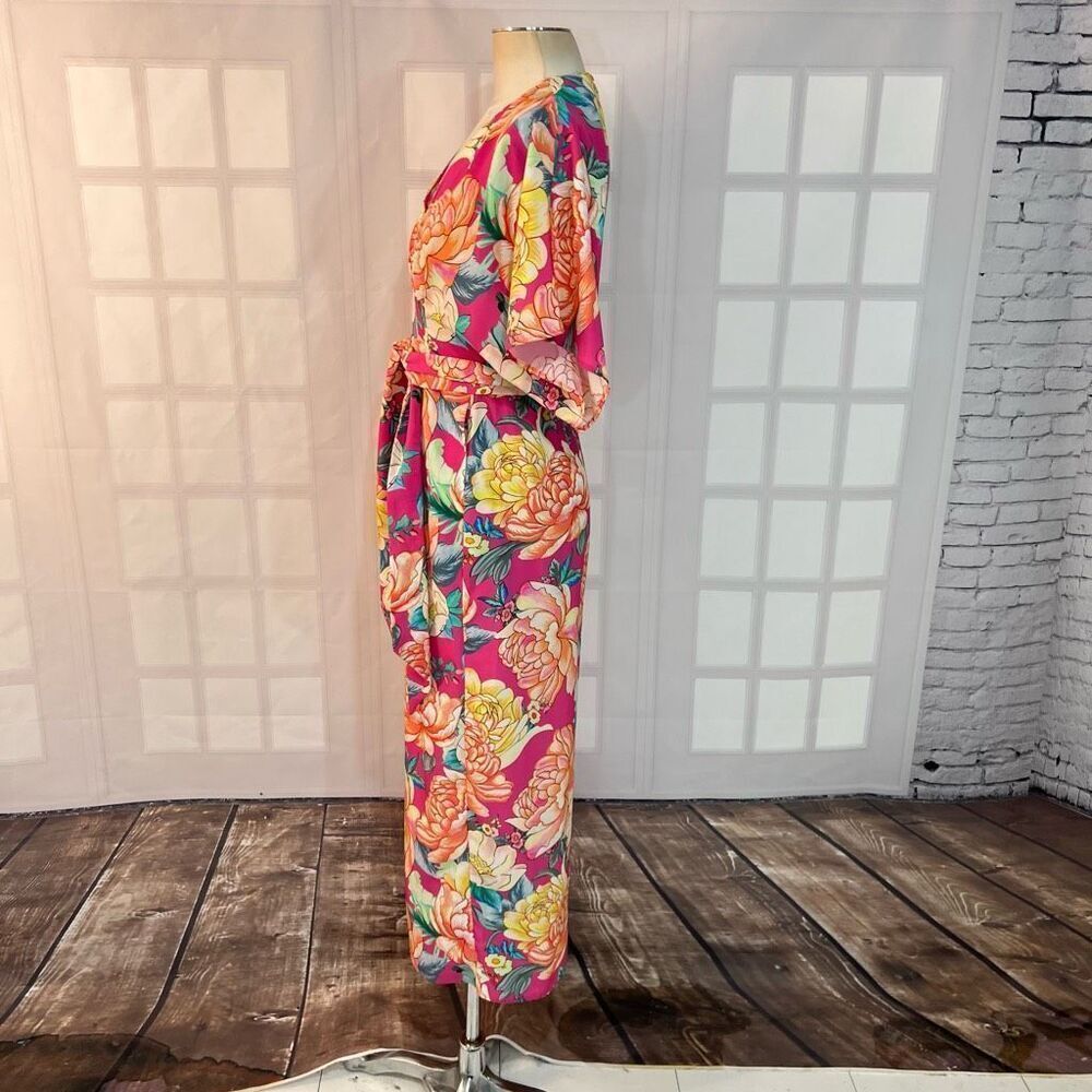 Farm Rio Anthropologie Eulalie pink floral Wide-Leg Jumpsuit size XS - Picture 9 of 13